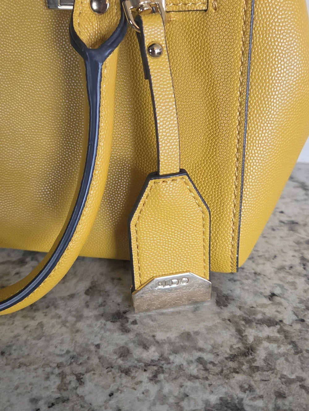 ALDO Yellow Structured Top-Handle Satchel